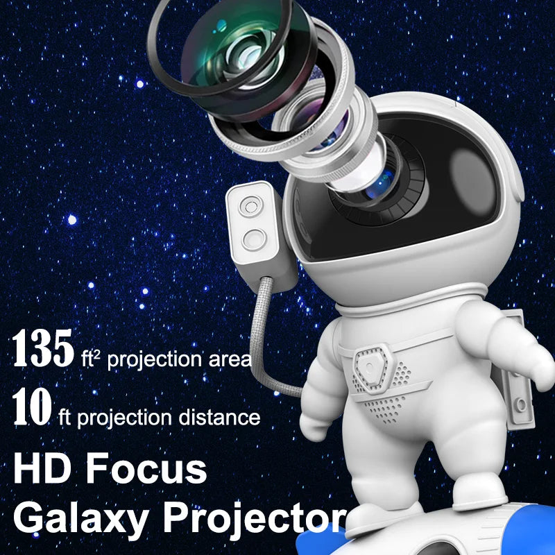 Lampe de projection de nuit de projecteur de galaxie d'astronaute de fusée et 13 morceaux de film Projecteur de ciel Projecteur de planétarium à 360°